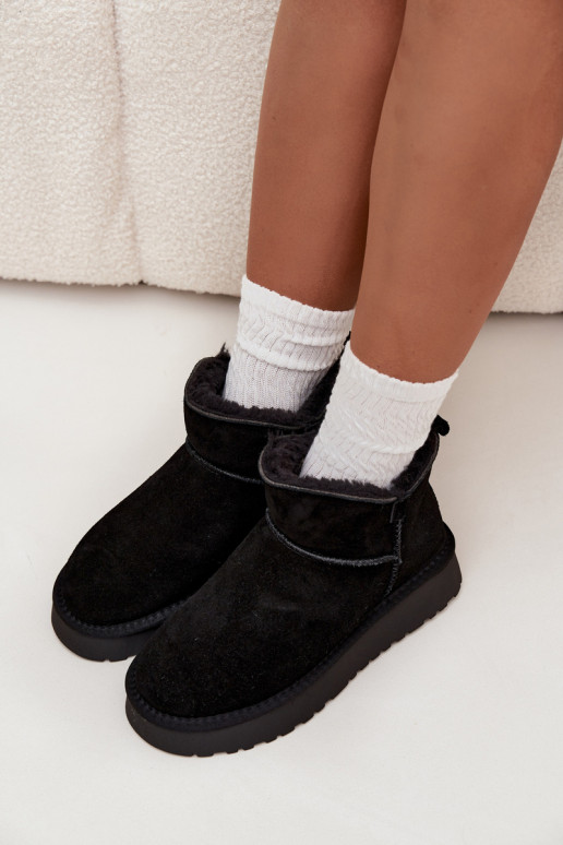 nööpidega lumesaapad Z Naturalnego Zamszu voodriga karusnahaga Vinceza 97961 Must