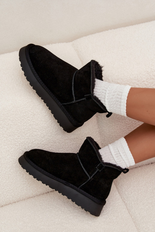 nööpidega lumesaapad Z Naturalnego Zamszu voodriga karusnahaga Vinceza 97961 Must