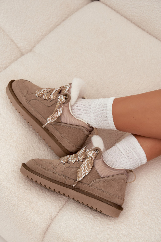 seemisnakhsed nööpidega lumesaapad  karusnahaga I Grubym m Vinceza 97963 beeži värvi