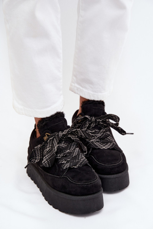 nööritavad nööpidega lumesaapad  platvormiga voodriga karusnahaga Must Tavelle