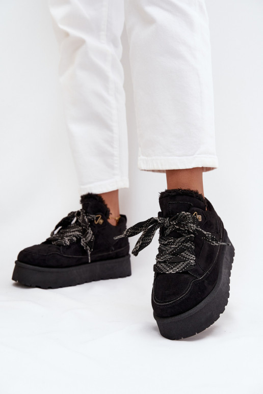 nööritavad nööpidega lumesaapad  platvormiga voodriga karusnahaga Must Tavelle