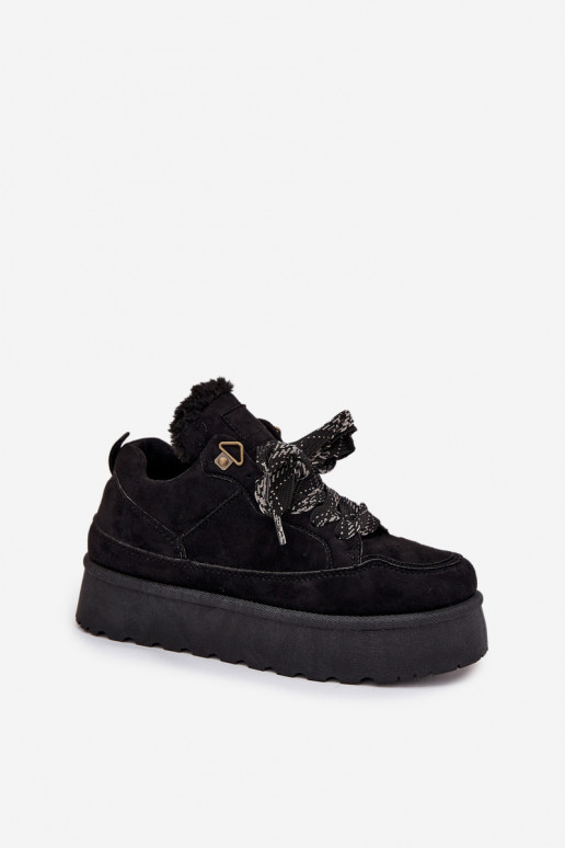 nööritavad nööpidega lumesaapad  platvormiga voodriga karusnahaga Must Tavelle