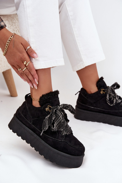 nööritavad nööpidega lumesaapad  platvormiga voodriga karusnahaga Must Tavelle