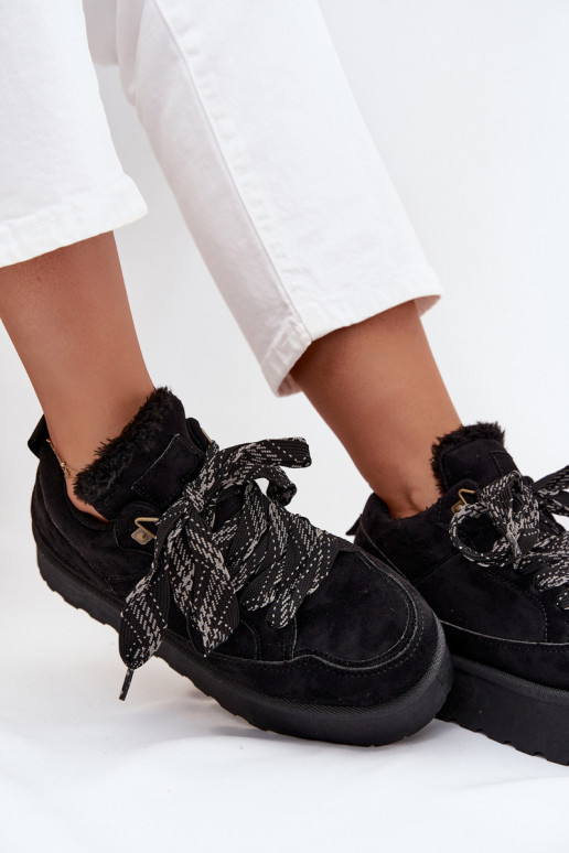 nööritavad nööpidega lumesaapad  platvormiga voodriga karusnahaga Must Tavelle