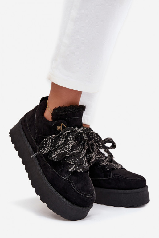 nööritavad nööpidega lumesaapad  platvormiga voodriga karusnahaga Must Tavelle