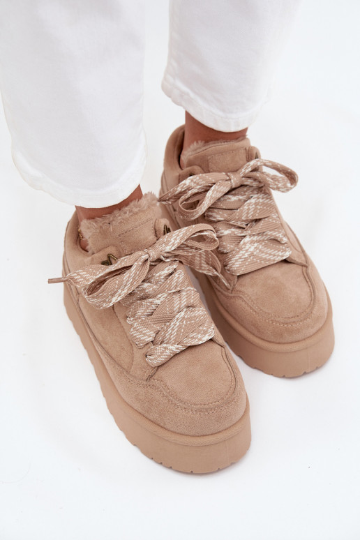 nööritavad nööpidega lumesaapad  platvormiga voodriga karusnahaga beeži värvi Tavelle