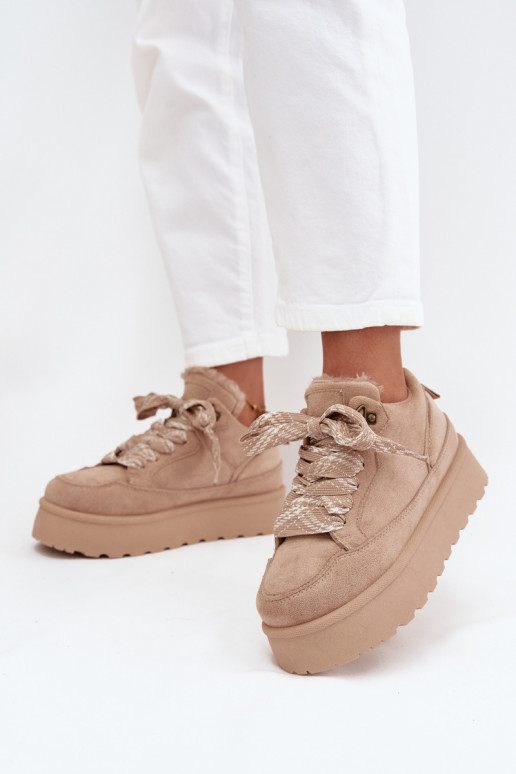 nööritavad nööpidega lumesaapad  platvormiga voodriga karusnahaga beeži värvi Tavelle