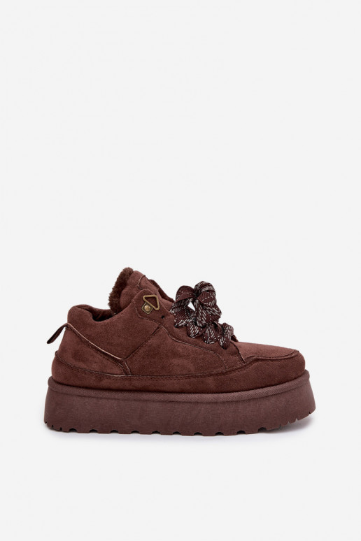 nööritavad nööpidega lumesaapad  platvormiga voodriga karusnahaga pruunid värvi Tavelle