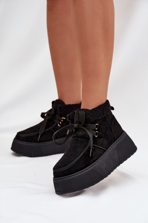 nööpidega lumesaapad  platvormiga karusnahaga Must Florivelle