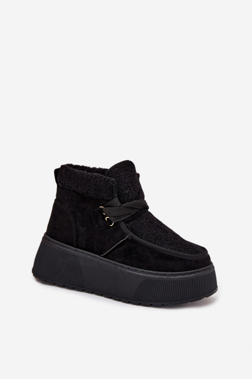 nööpidega lumesaapad  platvormiga karusnahaga Must Florivelle