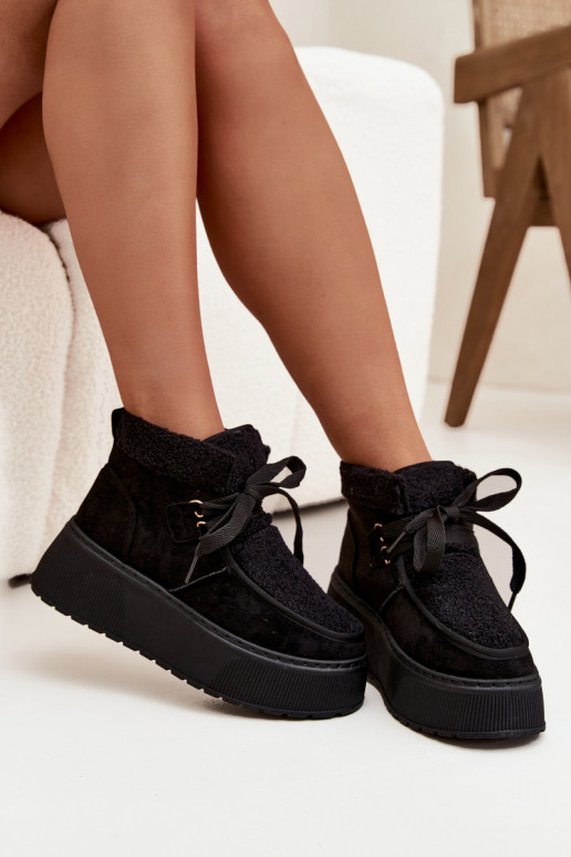 nööpidega lumesaapad  platvormiga karusnahaga Must Florivelle