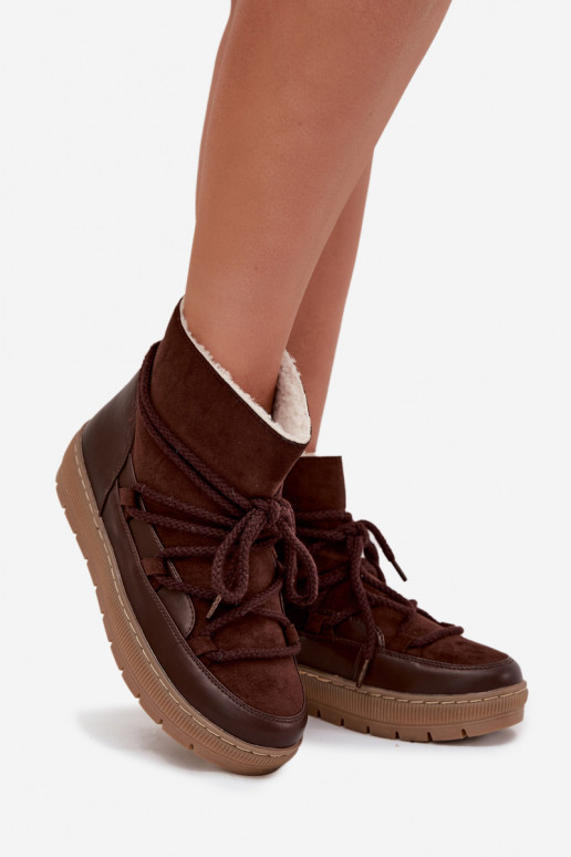 nööpidega lumesaapad  saapad koos stiilsete detailidega Czekoladowe Rebekah