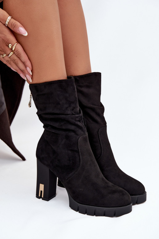 voodriga Naiste poolsaapad Ze Kuldset värvim Zamkiem I Marszczeniem Must Briannae