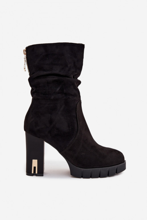 voodriga Naiste poolsaapad Ze Kuldset värvim Zamkiem I Marszczeniem Must Briannae