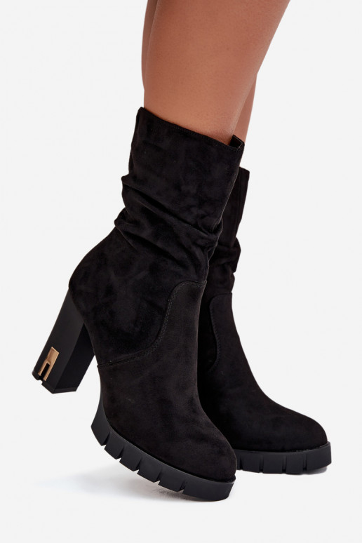 voodriga Naiste poolsaapad Ze Kuldset värvim Zamkiem I Marszczeniem Must Briannae