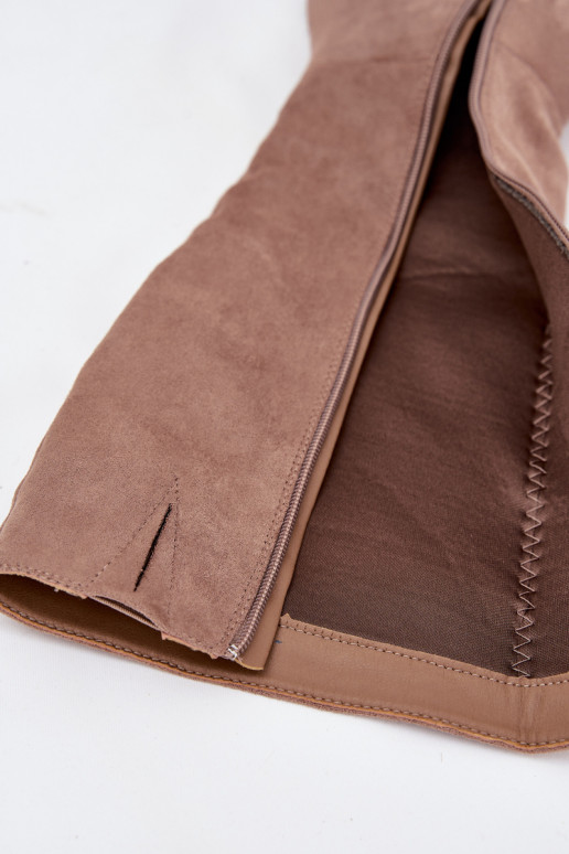 naiste pika säärega saapad kõrge jämeda kontsaga Ze Kuldset värvim  beeži värvi Nivarae