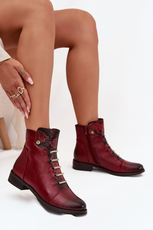 voodriga Naiste poolsaapad laiade nööridega  bordoo-värvi Labise