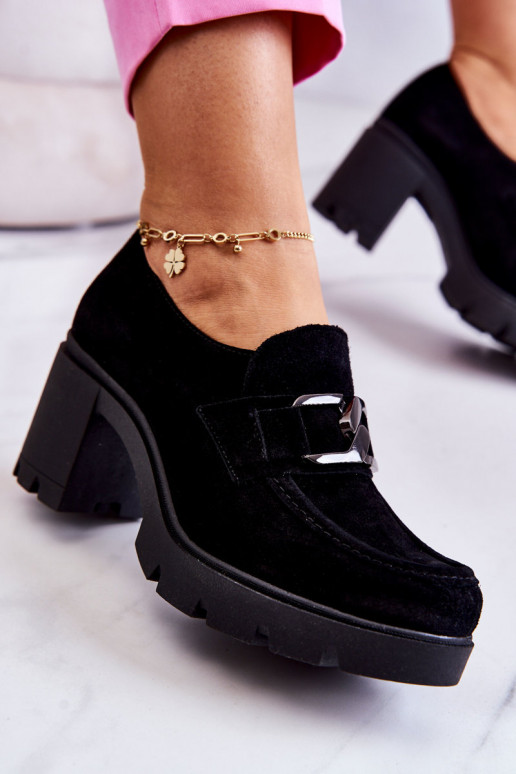 Elegantsed jalatsid kõrge jämeda kontsaga  Must Lemar Harmell