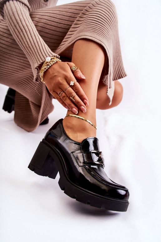 Elegantsed jalatsid kõrge jämeda kontsaga  Must Lemar Harmell