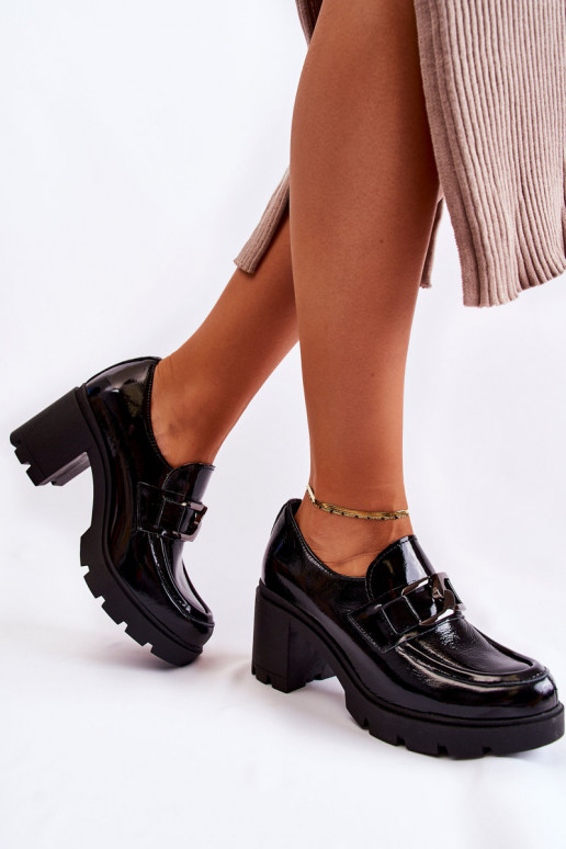Elegantsed jalatsid kõrge jämeda kontsaga  Must Lemar Harmell
