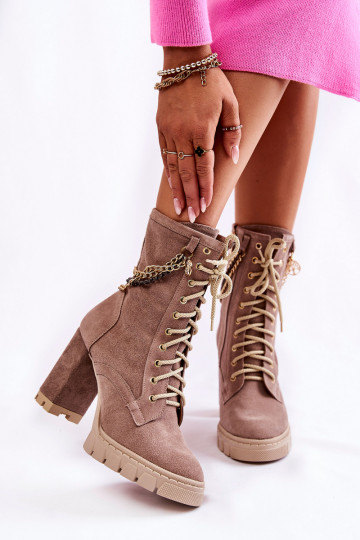 Seemisnahast kingad nööritavad  Shoes 3244/G beeži värvi