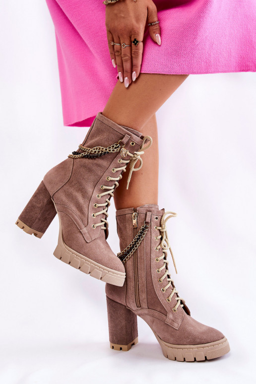Seemisnahast kingad nööritavad  Shoes 3244/G beeži värvi Seemisnahast kingad nööritavad  Shoes 3244/G beeži värvi