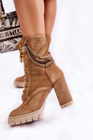 Seemisnahast kingad nööritavad  Shoes 3244/G beeži värvi 2
