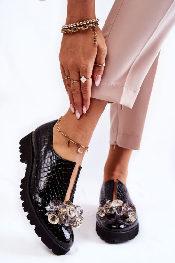 Elegantsed Laque jalatsid kaunistustega  Must Cindy 2