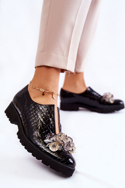 Elegantsed Laque jalatsid kaunistustega  Must Cindy