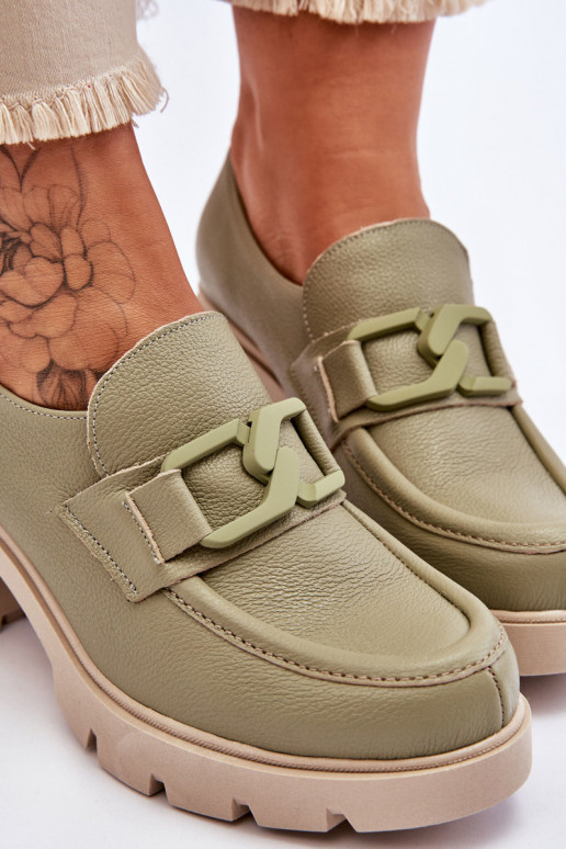 Elegantsed jalatsid kõrge jämeda kontsaga kaunistustega Rohelist värvi Lemar Harmell