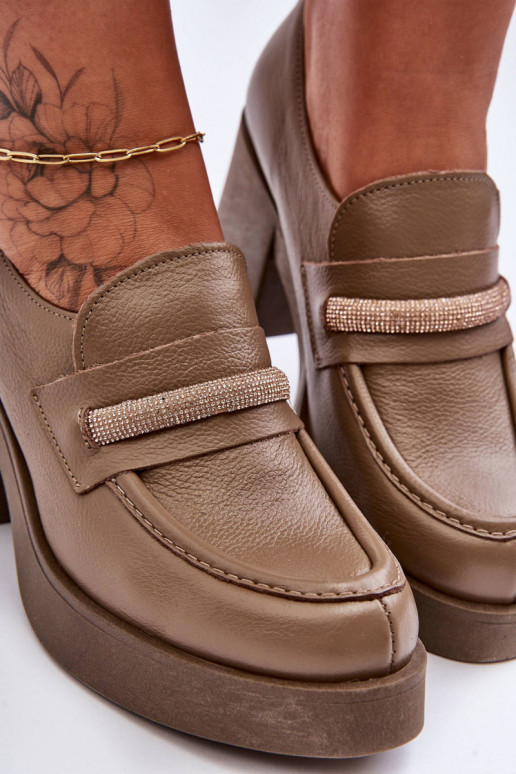   jalatsid kõrge jämeda kontsaga kaunistustega beeži värvi Lemar Gelanor