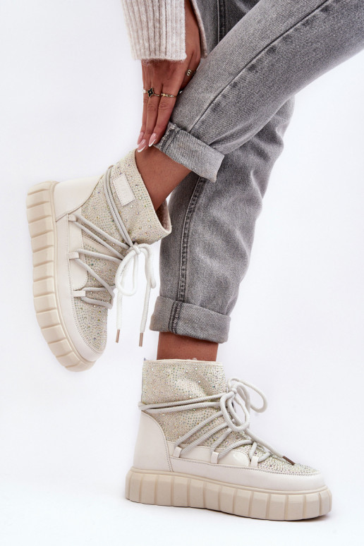 voodriga nööpidega lumesaapad Kaunistustega  GOE MM2N4081 beeži värvi