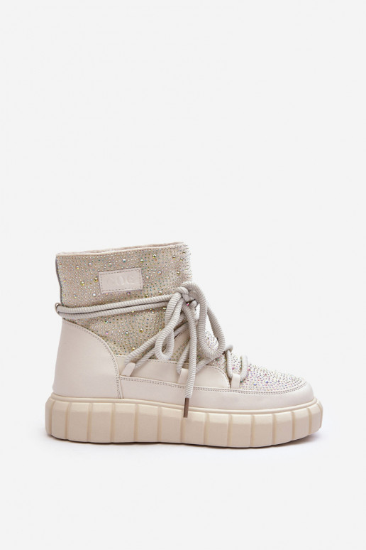 voodriga nööpidega lumesaapad Kaunistustega  GOE MM2N4081 beeži värvi