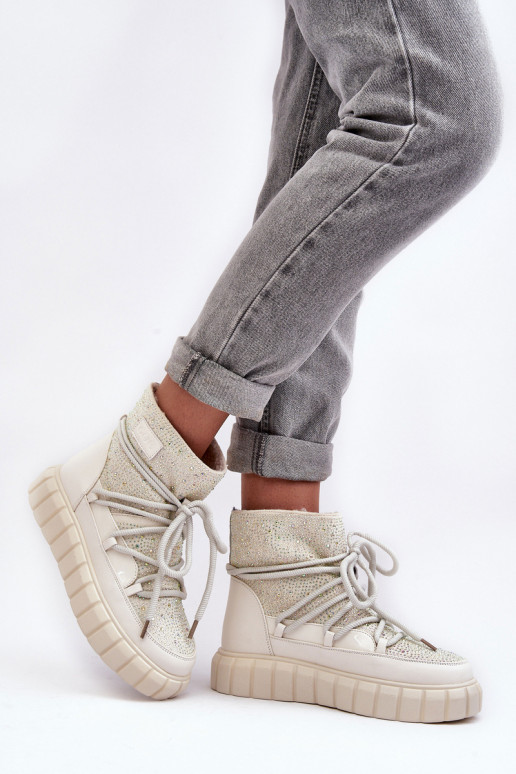 voodriga nööpidega lumesaapad Kaunistustega  GOE MM2N4081 beeži värvi