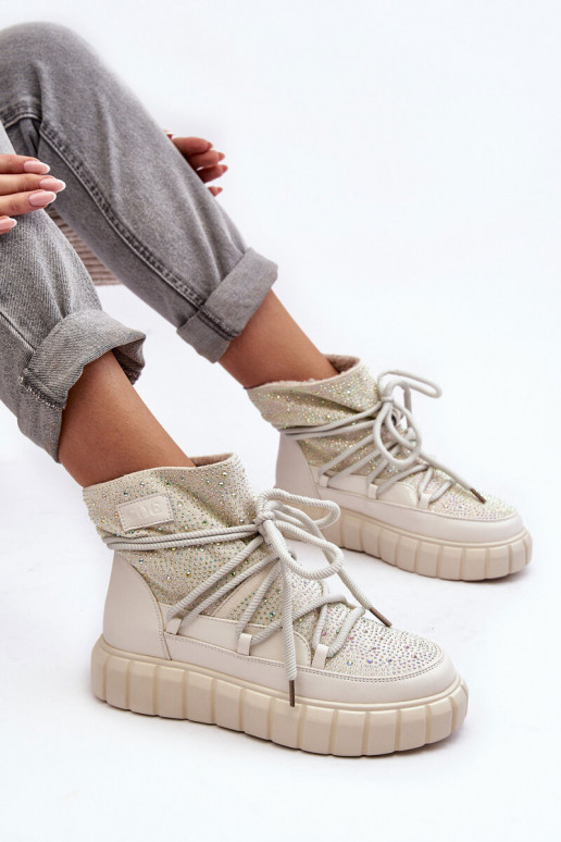 voodriga nööpidega lumesaapad Kaunistustega  GOE MM2N4081 beeži värvi