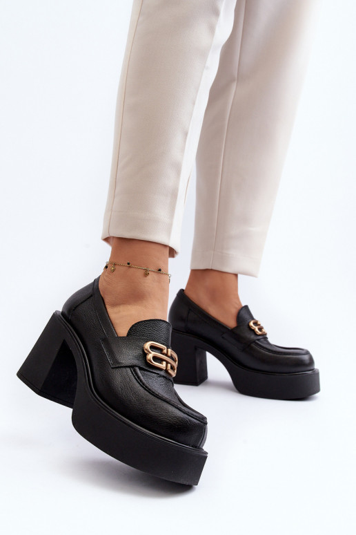 Zazoo 20170 jalatsid    kõrge jämeda kontsaga Must