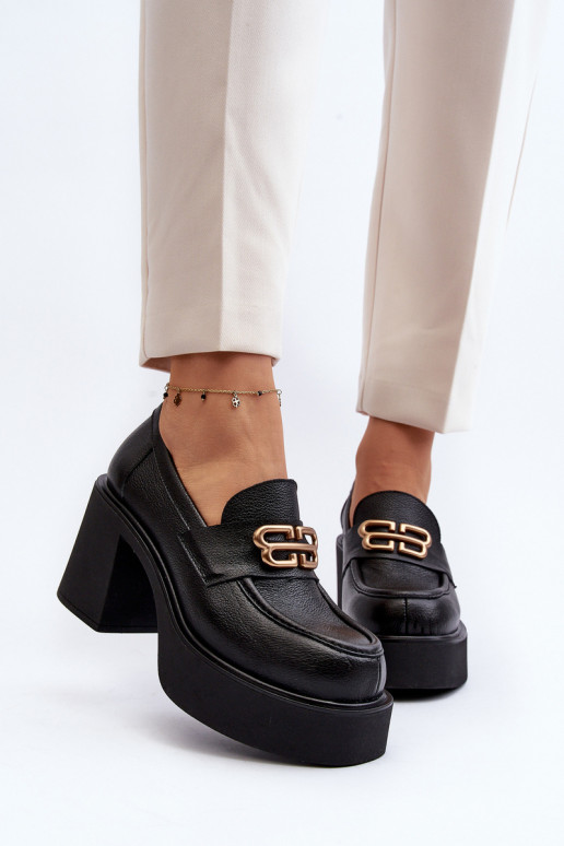 Zazoo 20170 jalatsid    kõrge jämeda kontsaga Must