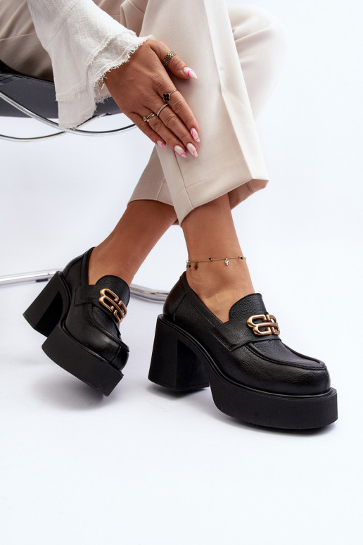 Zazoo 20170 jalatsid    kõrge jämeda kontsaga Must