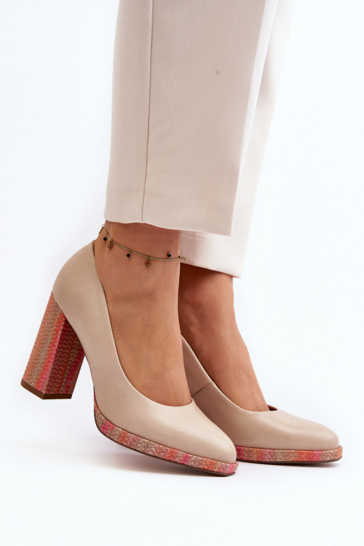 Kingad kõrge jämeda kontsaga Laura Messi 2746 Elevandiluu värvi