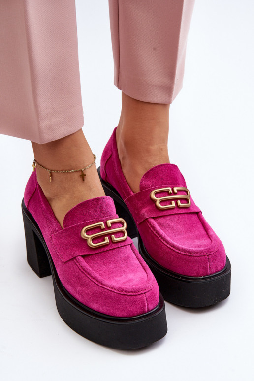 Zazoo 20170 jalatsid seemisnakhsed  kõrge jämeda kontsaga tumeroosad värvi