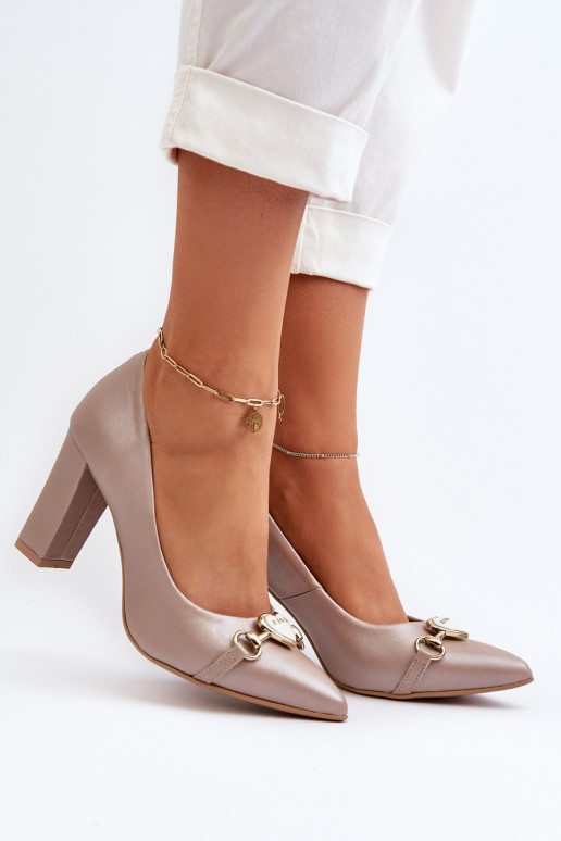 Zazoo 2453/OS   Kingad kõrge jämeda kontsaga südametega pärlmutri värvi