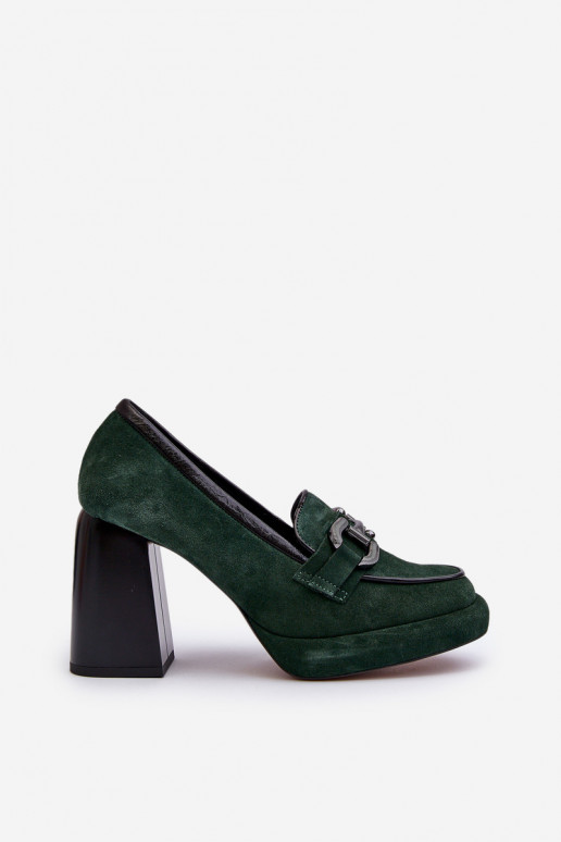 Laura Messi 2706 paksu kontsaga nahast kingad khaki