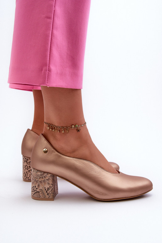 Elegantsed   Kingad kõrge jämeda kontsaga  06422-25 Kuldset värvi