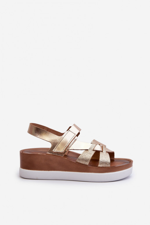 Zazoo 40397 kuldsed naiste sandaalid platvormiga