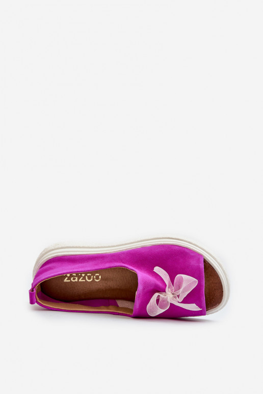 Zazoo 2939 Seemisnahksed sandaalid lipsukesega tumeroosad värvi Zazoo 2939 Seemisnahksed sandaalid lipsukesega tumeroosad värvi