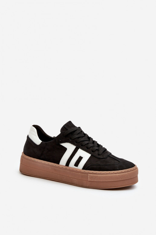 Zazoo N1095S2 nahkased sportlikud kingad naistele platvormiga must