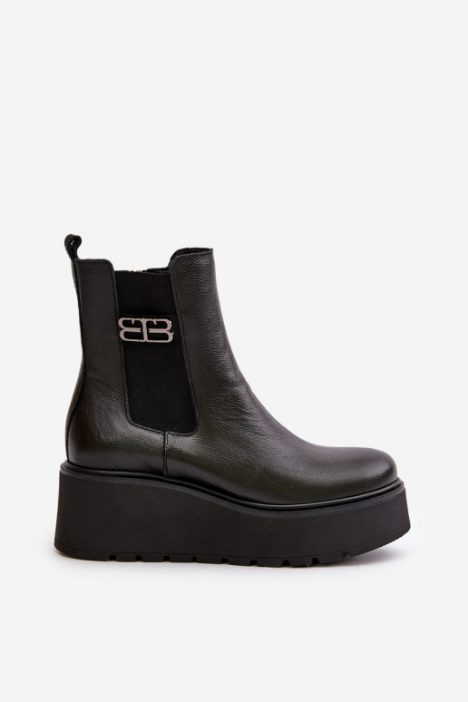 Zazoo 60498 Naiste poolsaapad naturaalsest nahast  platvormiga I Koturnie Must