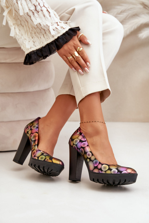   Kingad kõrge jämeda kontsaga  02629-39 Mitmevärvilised