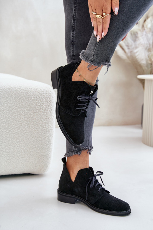 Zazoo 2959 seemisnakhsed jalatsid Oksfordki nööritavad laiade nööridega Must