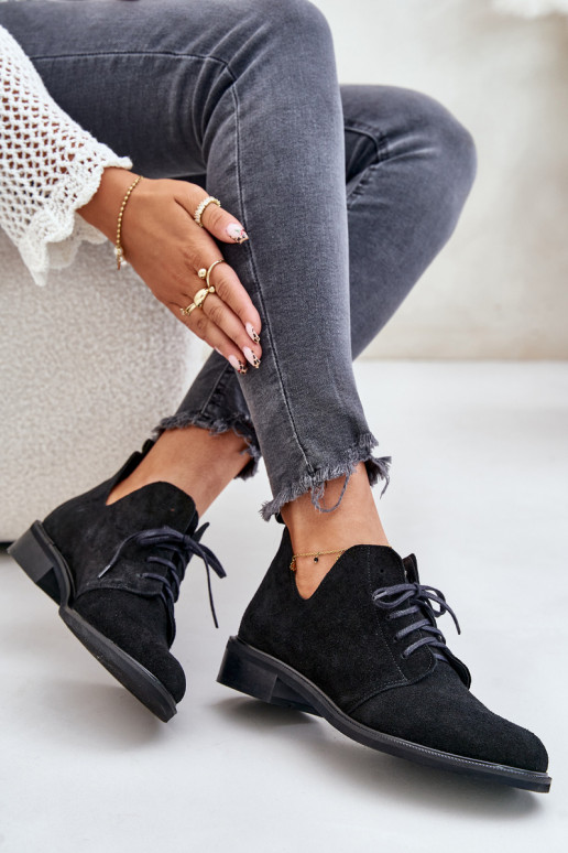 Zazoo 2959 seemisnakhsed jalatsid Oksfordki nööritavad laiade nööridega Must